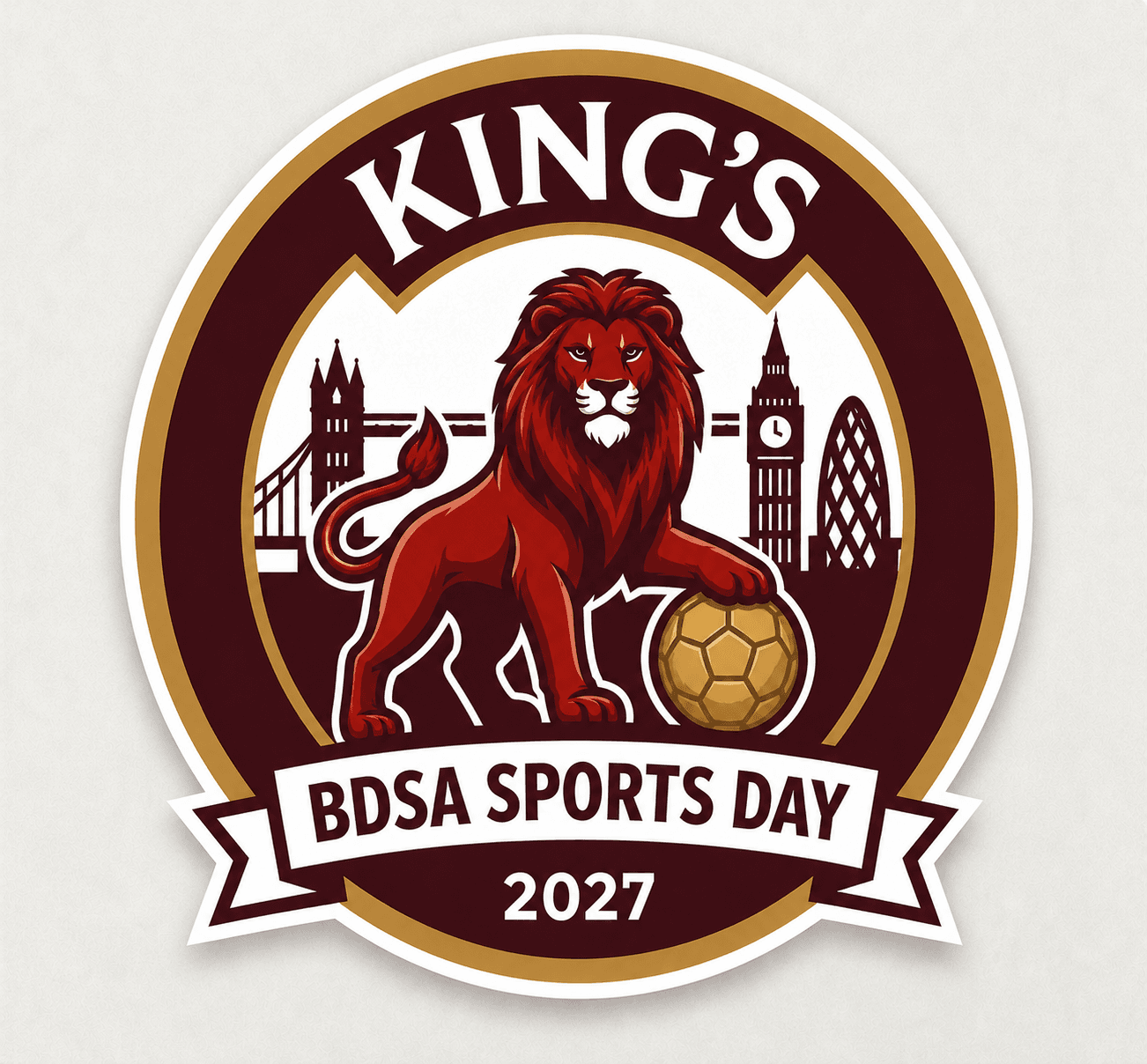 BDSA Kings crest — King's lion holding a football, Tower Bridge skyline